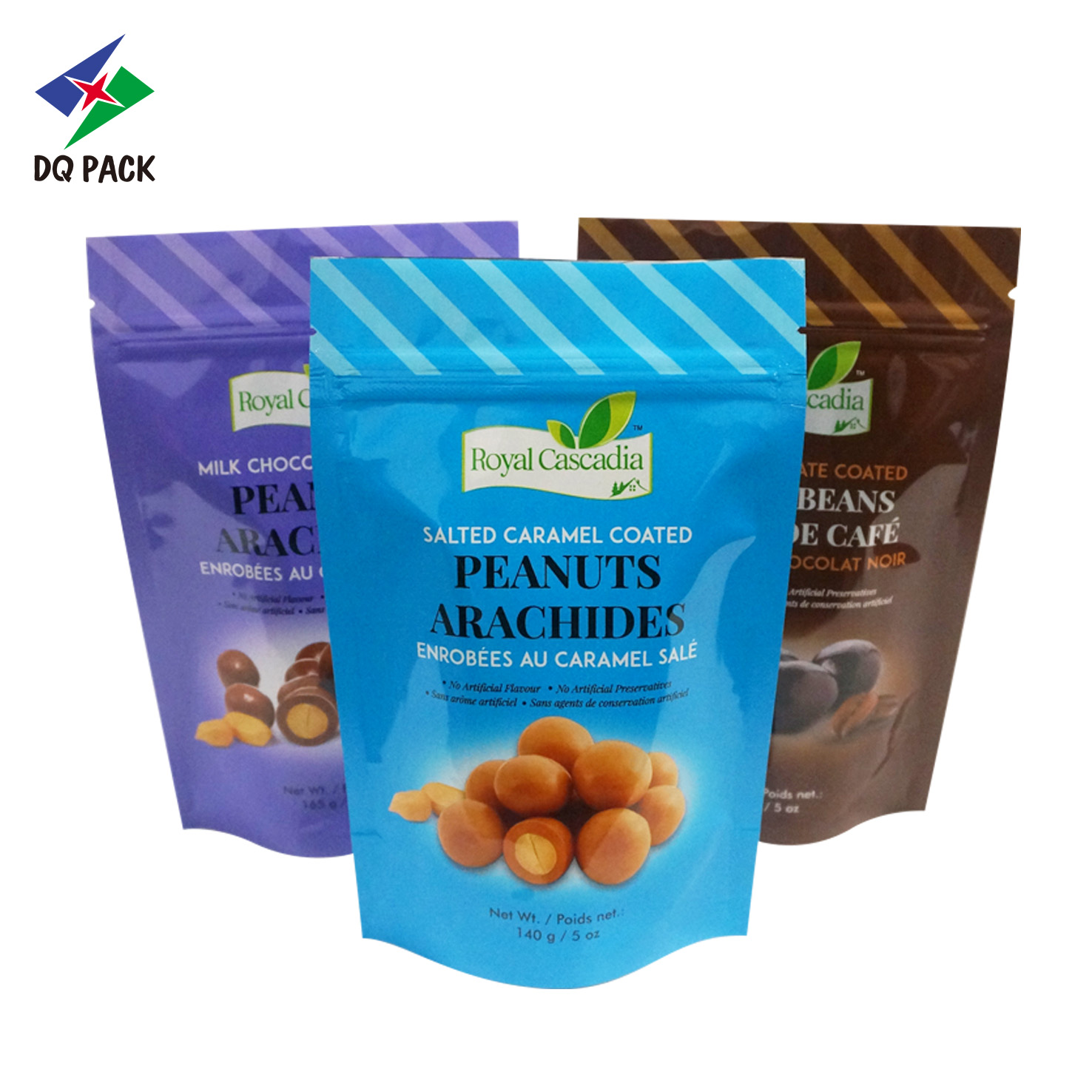 Custom Printed Doypack Stand Up Pouch For Nuts Snacks Packaging