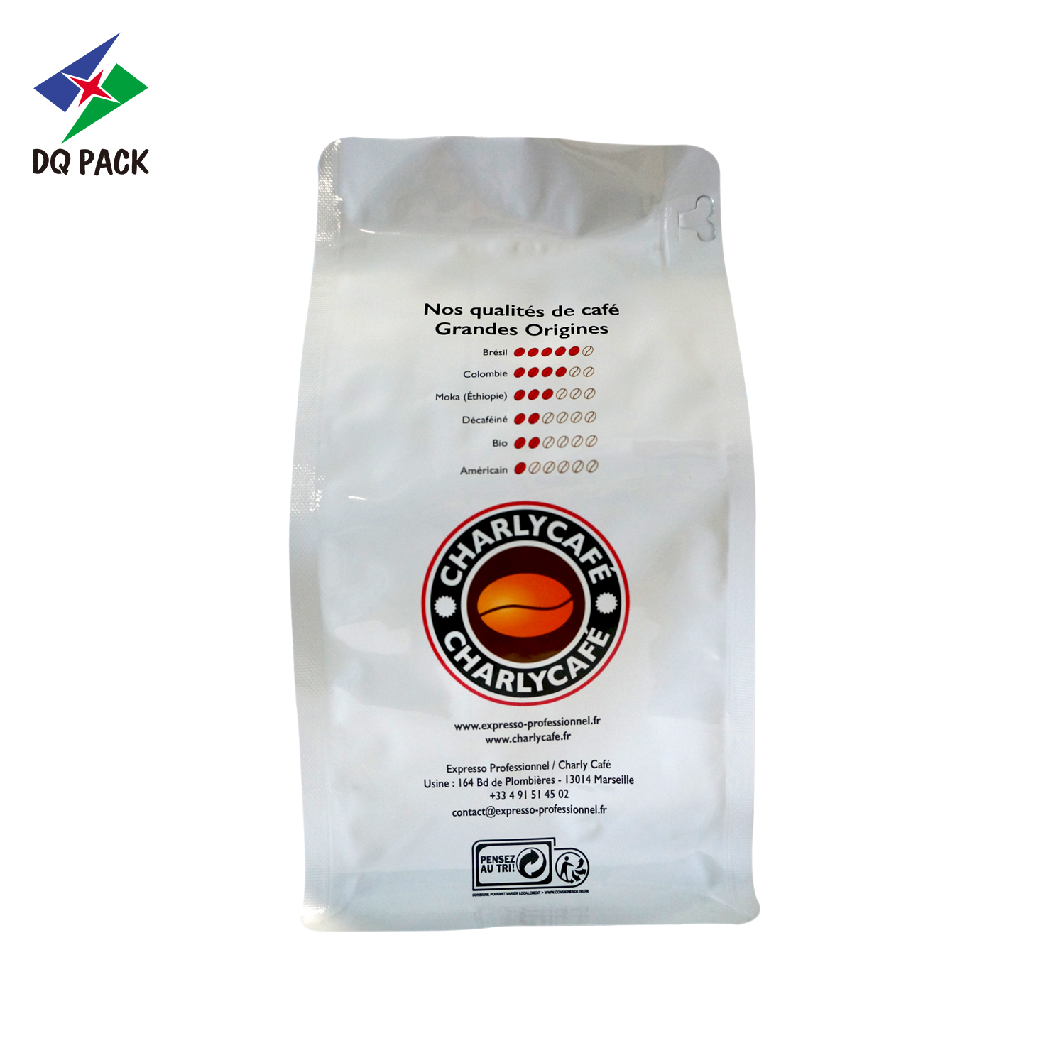 China Custom Coffee Bean Powder Packaging Bag Flat Bottom Pouch ...