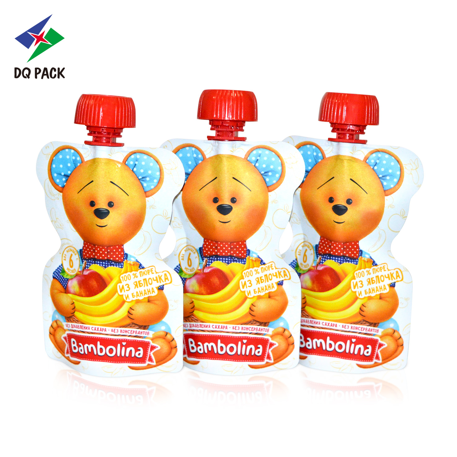 DQ PACK Special Bear Shape Spout Bag Baby Food Pouch Gualapack Nozzle Bag