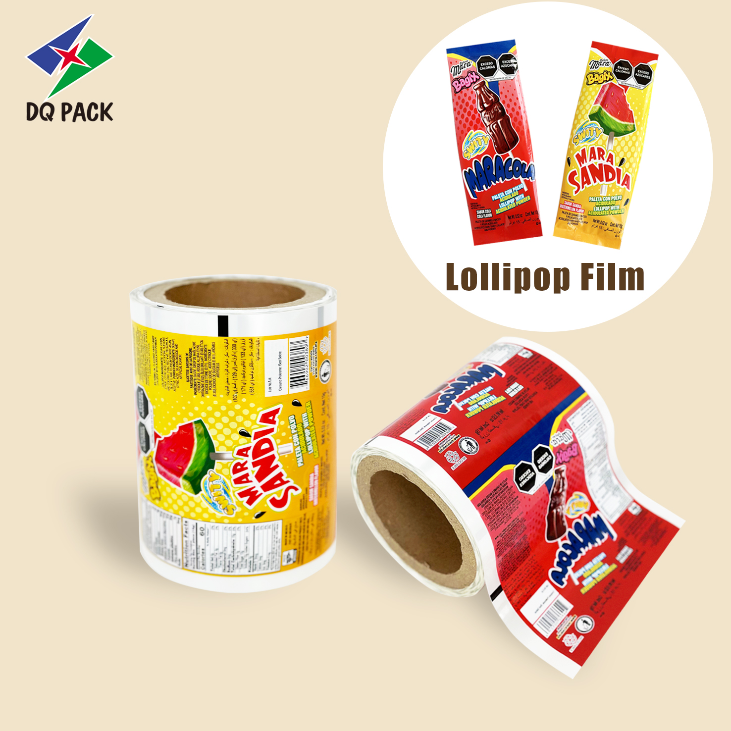 Custom Printed HFFS Film for Candy Lollipop Bag Sachet Packaging