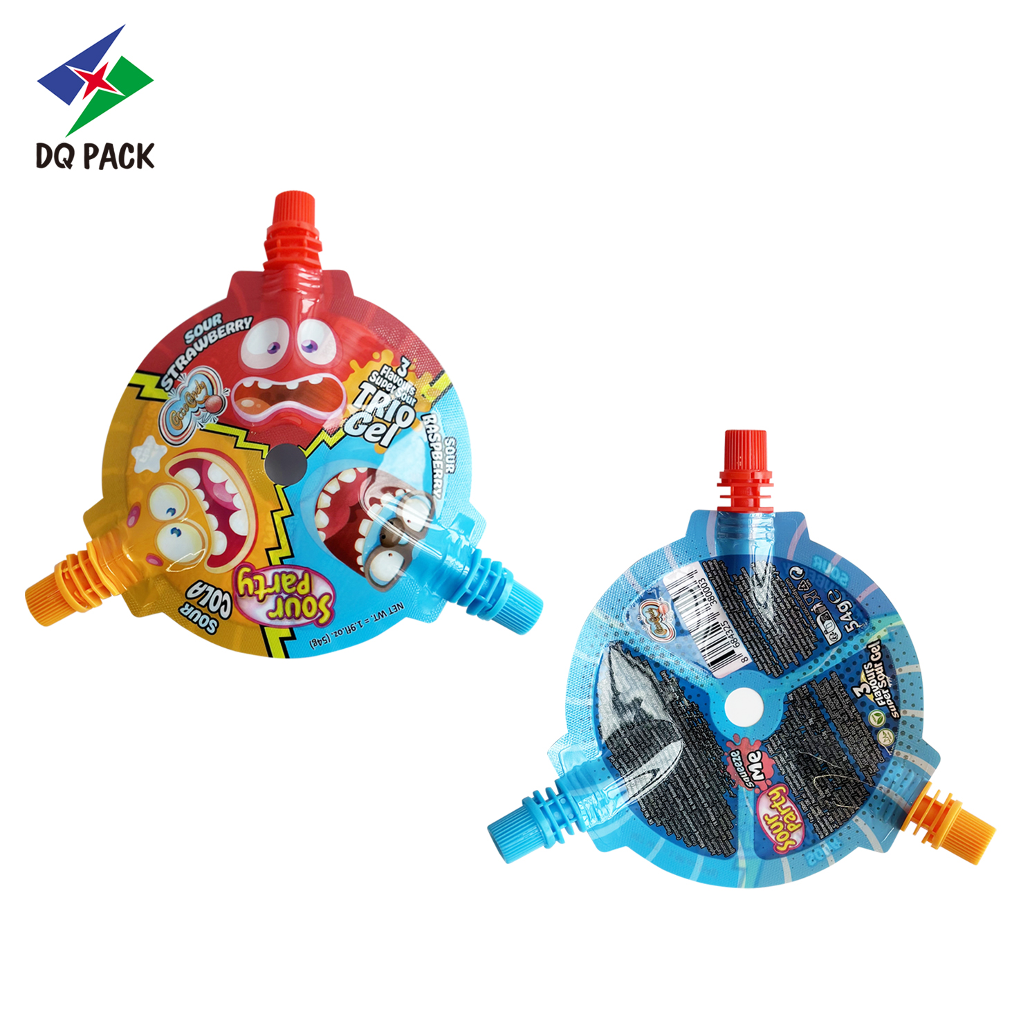 DQ PACK New Arrivals Three Nozzle Spout Pouch Multi-flavor Plastic Packaging Pouch